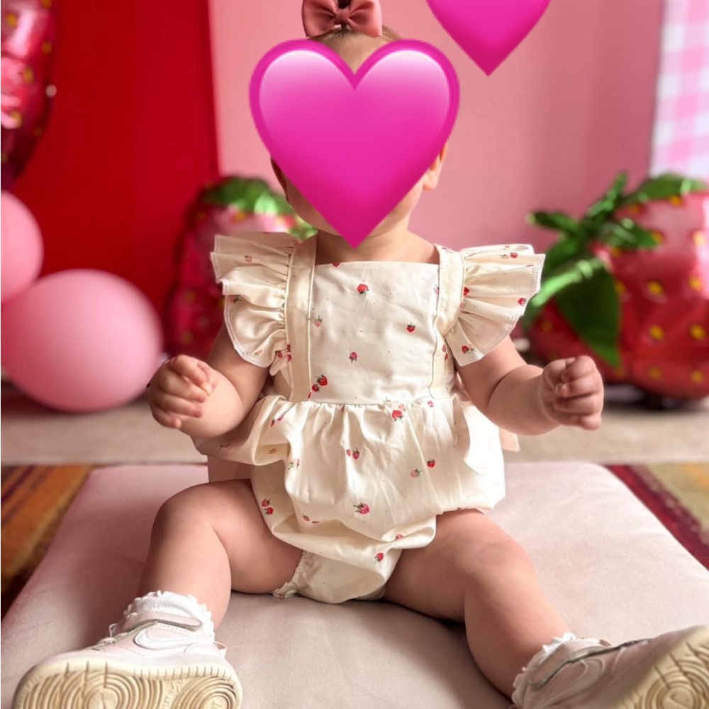 Strawberry Bubble Romper. Handmade off Etsy. Worn once and has since been washed